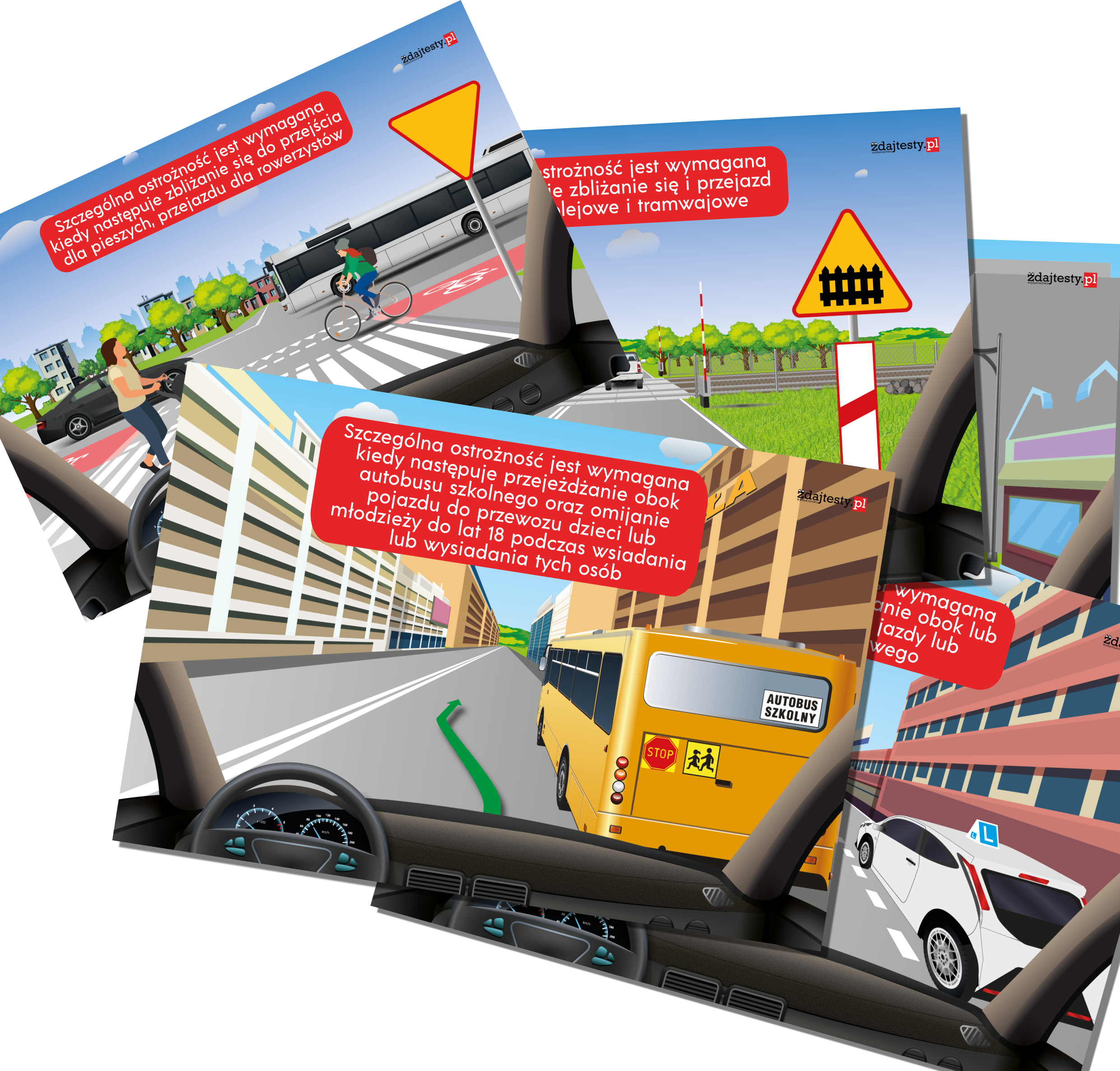 Komplet plansz “Szczególna ostrożność” widok z perspektywy FPP